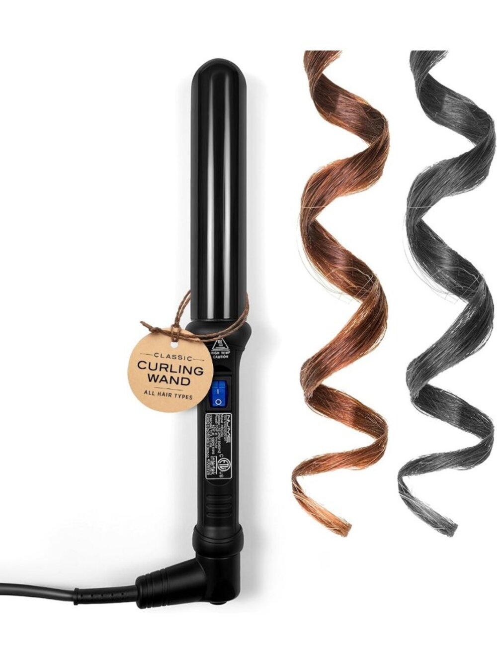 1.25 Inch Ceramic Curling Wand - Tourmaline Hair Curler for All Hair Types